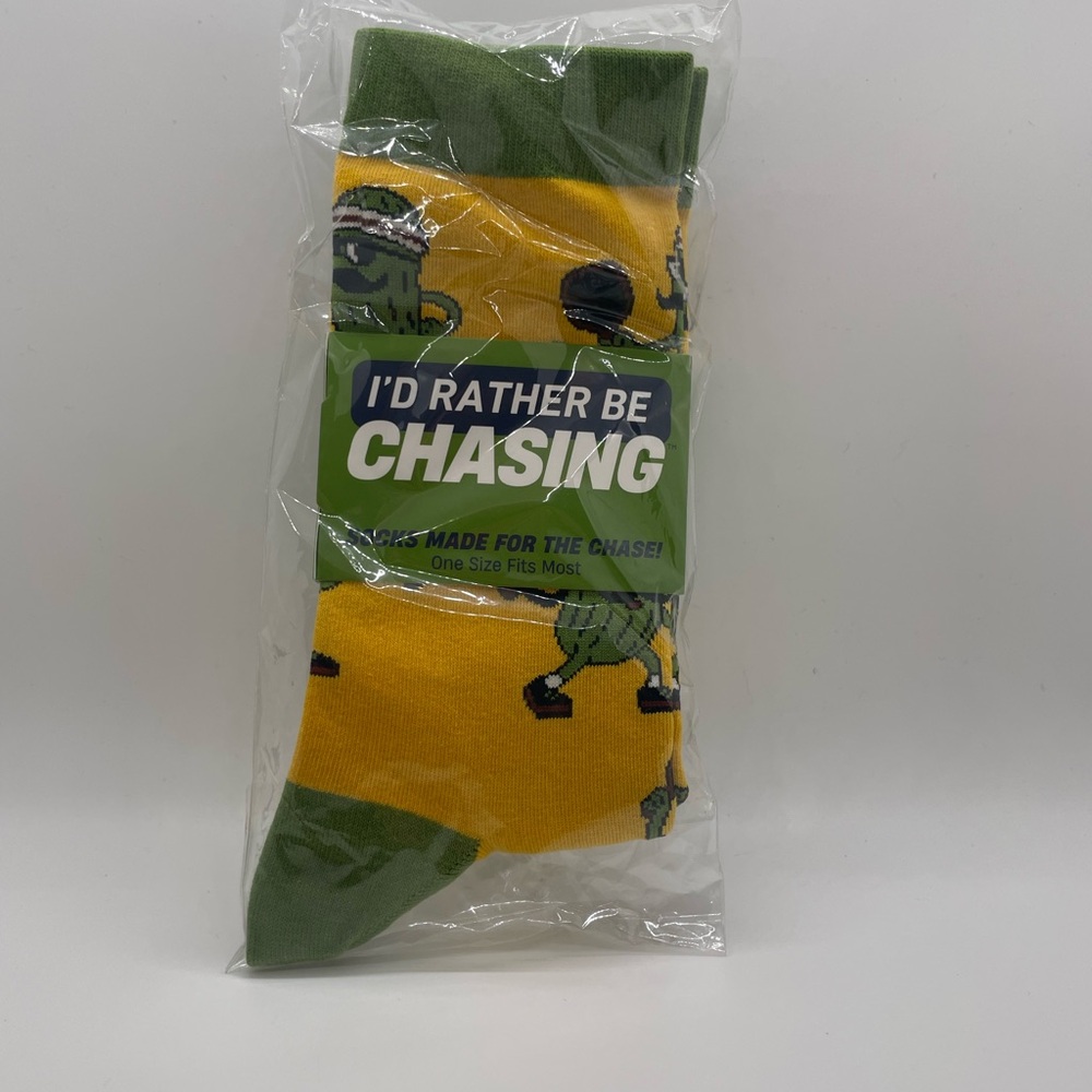 Green and Yellow Id Rather Be Chasing Pickleball Crew Socks One Pair OSFM NWT